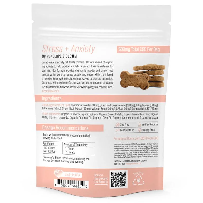 Penelopes bloom CBD pet stress anxiety treats 600mg